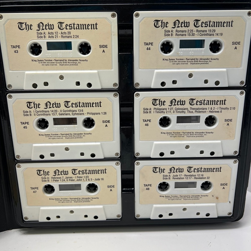 Alexander Scourby New Testament Audio Cassette Set KJV Red 12 Tapes Vintage 1984 - Picture 7 of 7